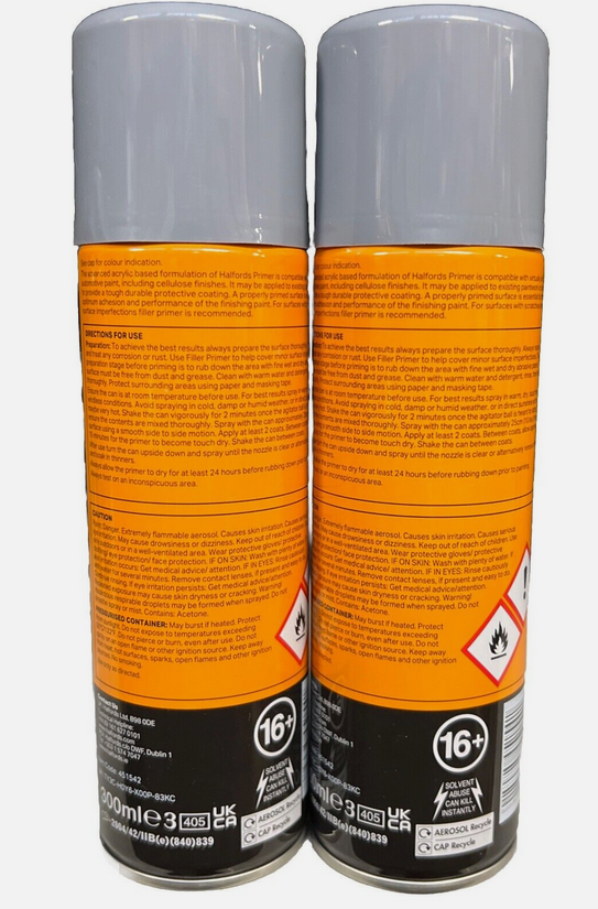 Halfords Plastic Primer GREY 300ml pack of 2