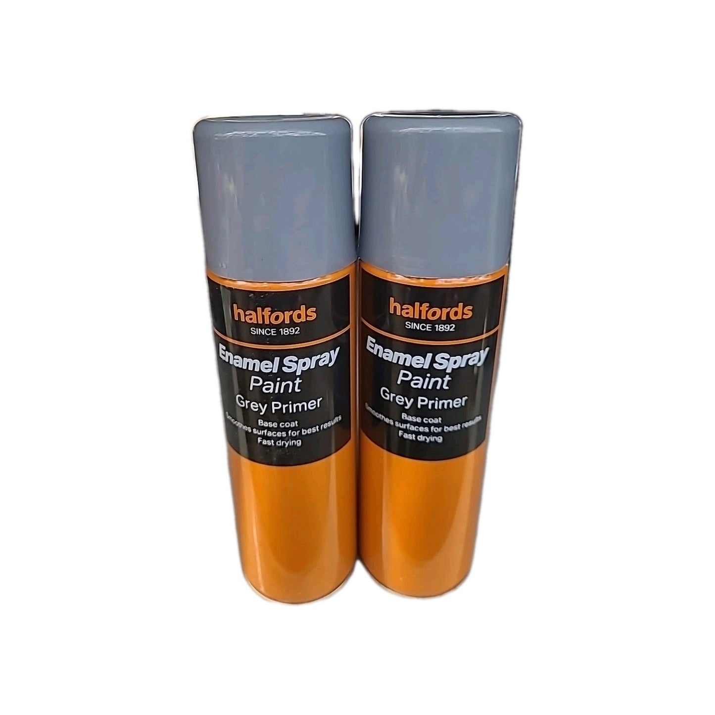 Halfords Enamel Spray Paint Gray Primer Basecoat Pack of 2