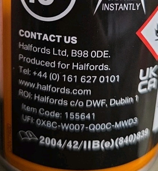 Halfords Enamel spray paint black high temperature Pack of 2
