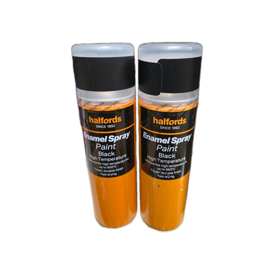 Halfords Enamel spray paint black high temperature Pack of 2